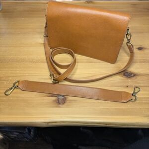 Madewell Tan Leather Flap Convertible Crossbody Bag - Very Good Used Condition